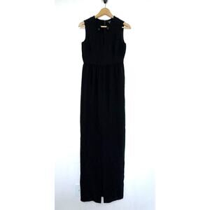 RAOUL black 100% silk long sleeveless embellished maxi formal cocktail dress